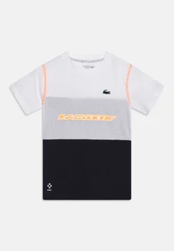 Lacoste Sport Unisex - Sport T-Shirt - White/Blue Night/Flashy Orange