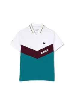 Lacoste Sport Poloshirt - Blanc Jaune Fluo Bordeaux Bleu
