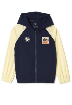 Lacoste Sport Sweater Met Rits - Bleu Marine Jaune