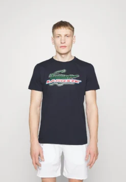 Lacoste Sport Logo Croc - T-Shirt Print - Navy Blue