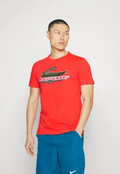 Lacoste Sport Logo Croc - T-Shirt Print - Orange