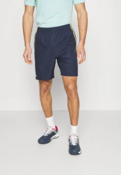 Lacoste Sport Tennis Short Block - Korte Broeken - Bleu Marine Vert Clair Jaune