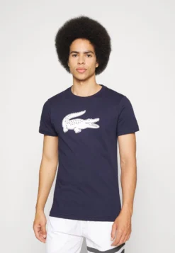 Lacoste Sport Big Logo - Sport T-Shirt - Navy Blue/White