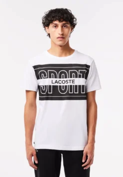 Lacoste Sport Logo Graphic - T-Shirt Print - White